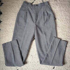 Vintage Christy Girl black white flannel houndstooth pleated trousers women's XS